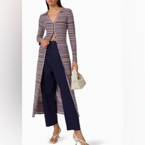 NINETY PERCENT Lisa Longline Cardigan in Organic Cotton-blend purples size small